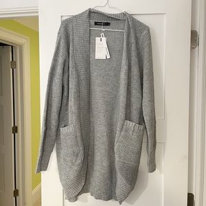 Gray waffle new cardigan sweater - size large
